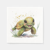 かわいい明るい亀の紙ナプキン スタンダードカクテルナプキン (正面)