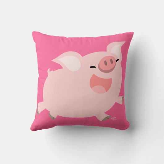 かわいい明るい漫画の豚の枕 クッション (裏面)