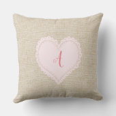 かわいい明るい甘いハート追加モノグラム枕 クッション (裏面)