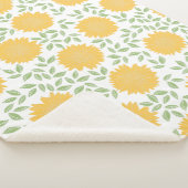 かわいい明るい田舎ひまわり柄 シェルパブランケット (3/4)