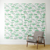 かわいい明るい緑の砂漠サボテンのパターン タペストリー (インサイチュ(横))