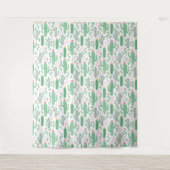 かわいい明るい緑の砂漠サボテンのパターン タペストリー (正面)