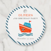 かわいい明るい航海のキッズボート任意の年齢誕生日 フェイバータグ (正面)