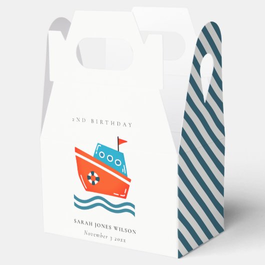 かわいい明るい航海のキッズボート任意の年齢誕生日 フェイバーボックス (オープン)