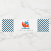 かわいい明るい航海のキッズボート任意の年齢誕生日 ペットボトルラベル (シングルラベル)