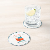 かわいい明るい航海のキッズボート任意の年齢誕生日 ラウンドペーパーコースター (インサイチュ)