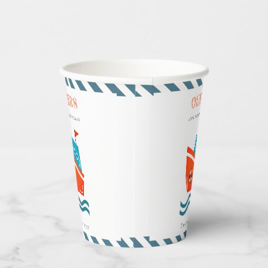 かわいい明るい航海のキッズボート任意の年齢誕生日 紙コップ (右)