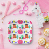 かわいい明るい色の怪物 ペーパープレート (パーティー)