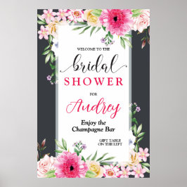 かわいい明るい花のブライダルシャワー ポスター