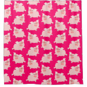 かわいい明るい豚の姿 シャワーカーテン (正面)