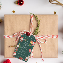 かわいい明るい赤サンタクロースのギフトラベル ギフトタグ