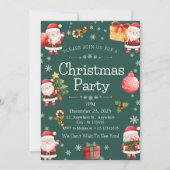 かわいい明るい赤サンタクロースのクリスマスパーティー 招待状 (正面)