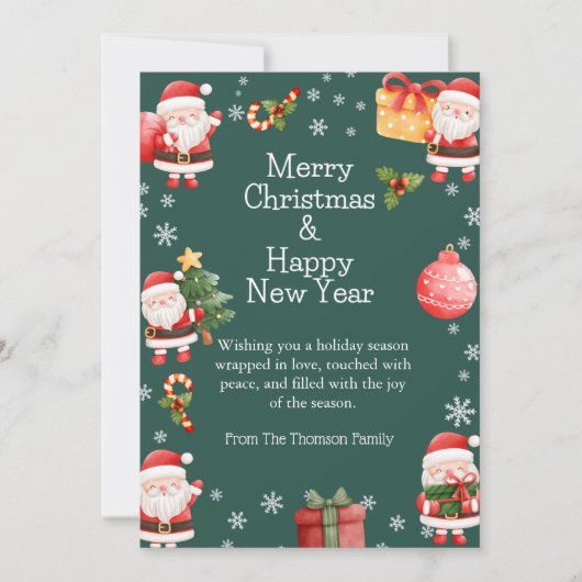 かわいい明るい赤サンタクロースのクリスマス シーズンカード (正面)