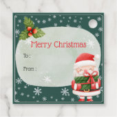 かわいい明るい赤サンタクロース陽気なクリスマス フェイバータグ (裏面)