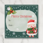 かわいい明るい赤サンタクロース陽気なクリスマス フェイバータグ (正面)