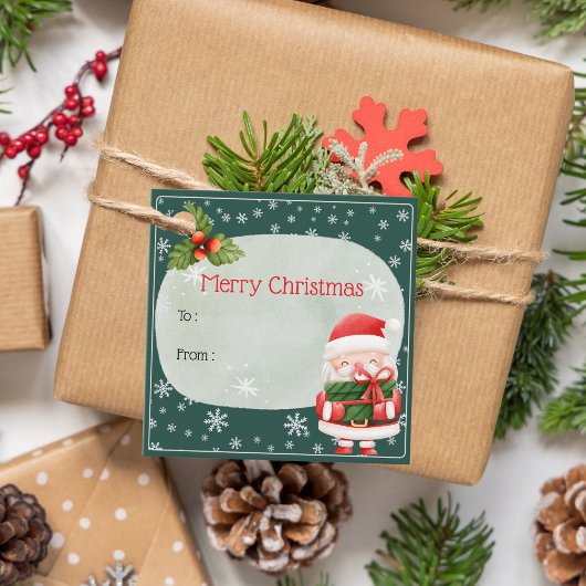 かわいい明るい赤サンタクロース陽気なクリスマス フェイバータグ