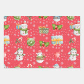かわいい明るい赤サンタクロース ラッピングペーパーシート (正面2)