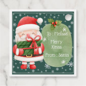 かわいい明るい赤サンタメリークリスマスステッカー フェイバータグ (裏面)