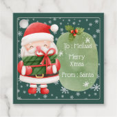 かわいい明るい赤サンタメリークリスマスステッカー フェイバータグ (正面)