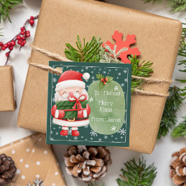 かわいい明るい赤サンタメリークリスマスステッカー フェイバータグ