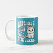 かわいい明るい青い面白い猫の言葉 コーヒーマグカップ (左)