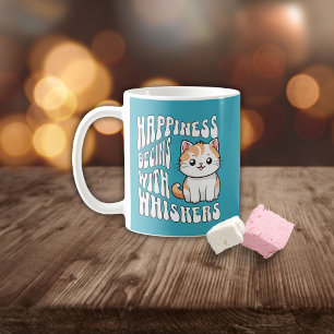 かわいい明るい青い面白い猫の言葉 コーヒーマグカップ