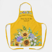 かわいい明るい黄色のひまわり引用文 エプロン (正面)