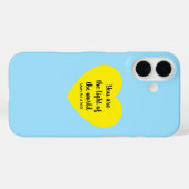 かわいい明るい黄色のハートライトオブザワールドブルー Case-Mate iPhoneケース (裏面 (横))