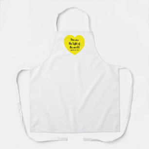 かわいい明るい黄色のハートライト・オブ・ザ・ワールド・ホワイト エプロン
