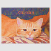 かわいい明るおもしろいいオレンジのタビーキャットデコパージュ 薄葉紙 (正面)