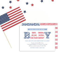 かわいい星とストライプのカップル赤ちゃんシャワーパーティー 招待状