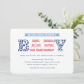 かわいい星とストライプのカップル赤ちゃんシャワーパーティー 招待状 (スタンド正面)