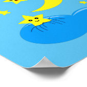 かわいい星と月が空に！ ポスター (角)