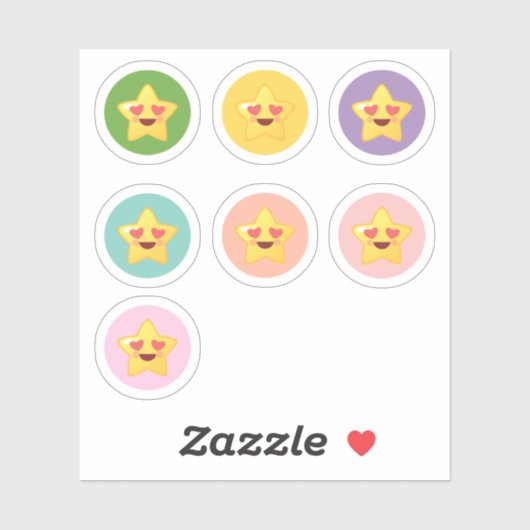 かわいい星の円形スタンプ シール (シート)