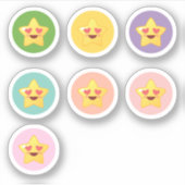 かわいい星の円形セット シール (正面)