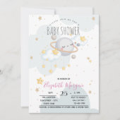 かわいい星の惑星は雲ベビーシャワー 招待状 (正面)