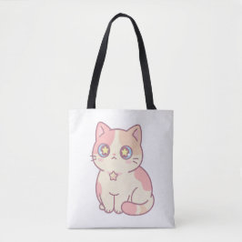 かわいい星の目の猫のイラスト トートバッグ