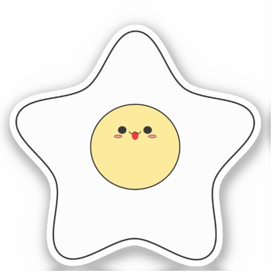 かわいい星の目玉焼きビニールステッカー シール (正面)