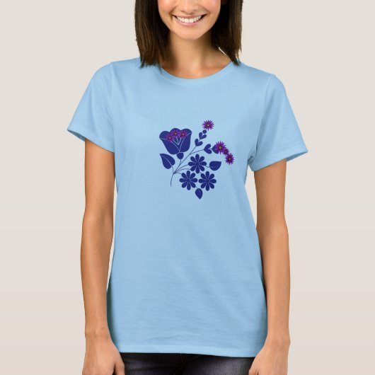 かわいい星の紫の花の女性向け Tシャツ (正面)