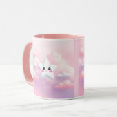 かわいい星ピンクの雲のコンボマグカップ マグカップ (正面左)