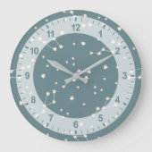 かわいい星座の空のパターン ラージ壁時計 (正面)