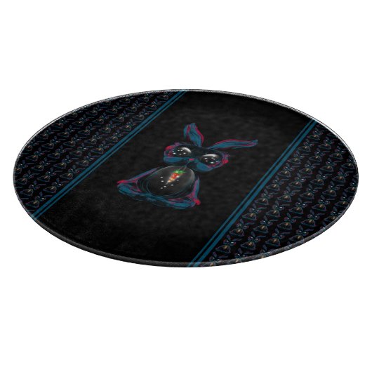 かわいい星明かりの目ウサギinヨガポーズ瞑想 カッティングボード (角)