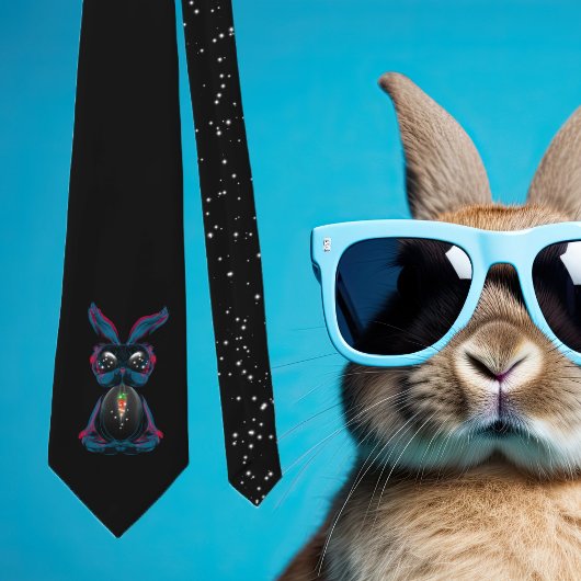 かわいい星明かりの目ウサギinヨガポーズ瞑想 ネクタイ