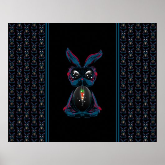 かわいい星明かりの目ウサギinヨガポーズ瞑想 ポスター (正面)