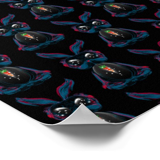 かわいい星明かりの目ウサギinヨガポーズ瞑想 ポスター (角)