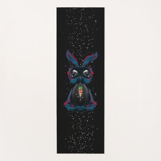 かわいい星明かりの目ウサギinヨガポーズ瞑想 ヨガマット (正面)