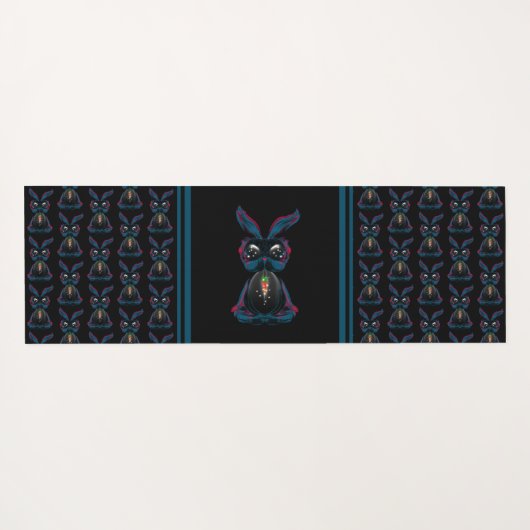 かわいい星明かりの目ウサギinヨガポーズ瞑想 ヨガマット (裏面(横))