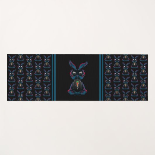 かわいい星明かりの目ウサギinヨガポーズ瞑想 ヨガマット (正面(横))