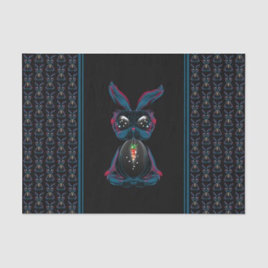 かわいい星明かりの目ウサギinヨガポーズ瞑想 薄葉紙 (正面)