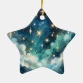 かわいい星空の夜クリスマスツリーオーナメント セラミックオーナメント (裏面)